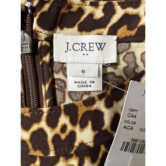 NEW J.Crew Womens Leopard Print Long Sleeve Shift Dress Size 6 - Picture 3 of 10